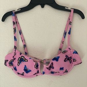 Butterfly Print V Wired Underwire Bikini Swimsuit